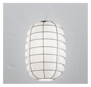 SIRU - Lustr na lanku LANTERNA 1xE27/60W/230V pr. 32 cm černá/bílá benátské sklo