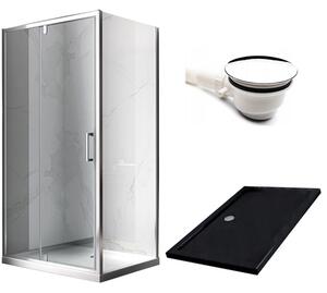 BPS-koupelny Obdélníkový sprchový kout KZ06B 100x80 chrom/transparent + vanička ST03A BL černá