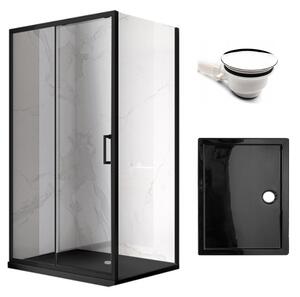 BPS-koupelny Obdélníkový sprchový kout KZ103 BL 90x80 černý/transparent + vanička ST03E BL černá