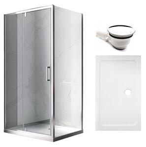 BPS-koupelny Obdélníkový sprchový kout KZ103C 120x80 chrom/transparent + vanička ST03C WH bílá