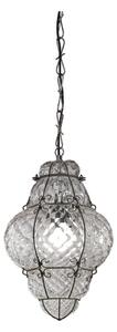 SIRU - Lustr na řetězu CLASSIC 1xE27/60W/230V pr. 30 cm čirá/černá benátské sklo