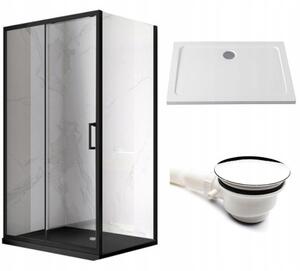 BPS-koupelny Obdélníkový sprchový kout KZ103C BL 120x80 černá/transparent + vanička ST03C WH bílá