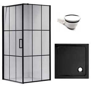 BPS-koupelny Čtvercový sprchový kout BS13B 90x90 černá/transparent + vanička ST02A BL černá