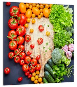 Obraz - Stůl plný zeleniny (30x30 cm)