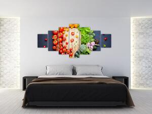 Obraz - Stůl plný zeleniny (210x100 cm)