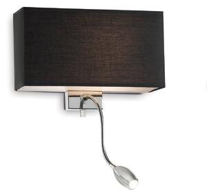 HOTEL AP2 nástěnné svítidlo 1xLED 1W 55lm 3000K + 1xE27 60W bez zdroje 32cm IP20, černo-chromové