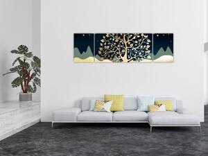 Obraz zlatého stromu (170x50 cm)