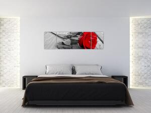 Obraz rudé růže (170x50 cm)