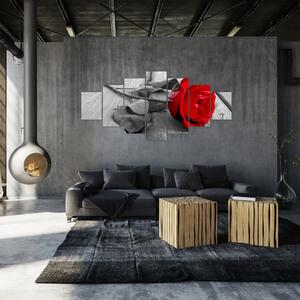 Obraz rudé růže (210x100 cm)