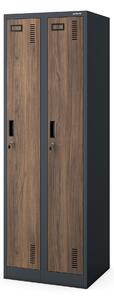 Dvoukomorová zaměstnanecká skříňka antracit / ořech: Eco Design KACPER II, 600 x 1800 x 500 mm