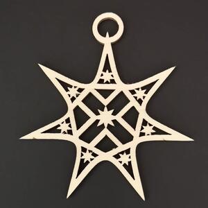 AMADEA Dřevěná ozdoba hvězda s hvězdičkami 8 cm