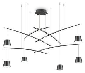 FISH SP6 závěsné LED svítidlo 37W 2800lm 3000K 160cm IP20, černé