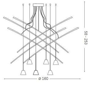 FISH SP6 závěsné LED svítidlo 37W 2800lm 3000K 160cm IP20, černé