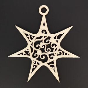 AMADEA Dřevěná ozdoba hvězda s ornamentem 8 cm