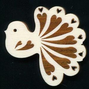 AMADEA Dřevěná ozdoba s potiskem ptáček 6 cm