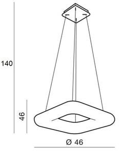 Donut závěsné svítidlo LED 80W 6800lm 2700-6000K 46cm hranaté IP20, chrom/bílá + ovladač
