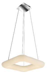 Donut závěsné svítidlo LED 80W 6800lm 2700-6000K 46cm hranaté IP20, chrom/bílá + ovladač