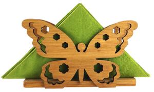 AMADEA Dřevěný stojánek na ubrousky ve tvaru motýla, masivní dřevo, 12,5x7,5x3,5 cm