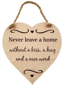 AMADEA Dřevěné srdce s textem Never leave a home ..., masivní dřevo,16x15 cm