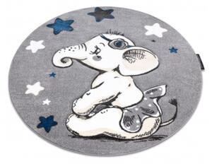 Koberec PETIT ELEPHANT Slůně HVĚZDY kruh šedý