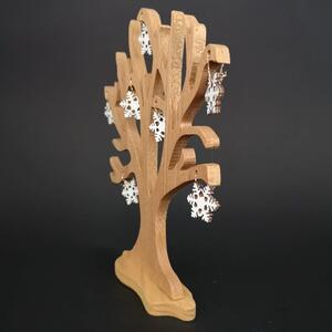 AMADEA Dřevěný 3D strom s vločkami, masivní dřevo, výška 20 cm