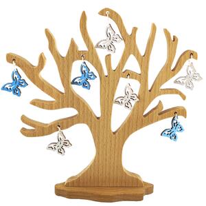 AMADEA Dřevěný 3D strom s barevnými motýlky, masivní dřevo, výška 20 cm