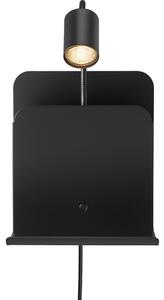 Nordlux - Nástěnné svítidlo s poličkou a USB ROOMI 1xGU10/8W/230V černá