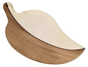 AMADEA Dřevěné prkénko ve tvaru listu, masivní dřevo, 3 druhy dřevin, 37x19x2,5 cm
