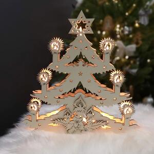 AMADEA Dřevěný svítící portál strom vánoční, 29x29x10 cm