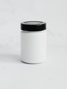 Kořenka skleněná bílá TOM 192 ml s černým víčkem Twist Off Deep 58 mm
