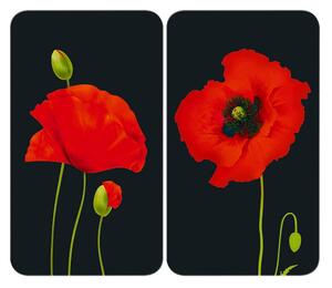 Kryty na sporák v sadě 2 ks z tvrzeného skla 52x30 cm Poppy - Maximex