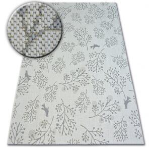 Koberec SIZAL FLAT 48774/367 Lístky ptáků krém šedý