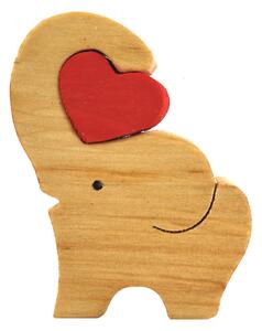 AMADEA Dřevěný slon se srdcem, masivní dřevo, 6x5x2 cm