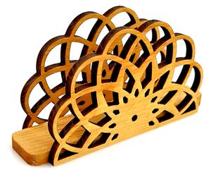 AMADEA Dřevěný stojánek na ubrousky ve tvaru mandaly, masivní dřevo, 12,3x6,5x3,5 cm