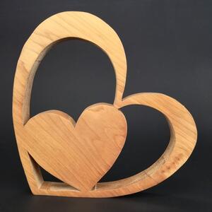 AMADEA Dřevěná dekorace srdce v srdci, masivní dřevo, velikost 20 cm