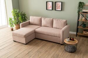 Rohová sedačka Kadina (růžová) (L). Akce -25%