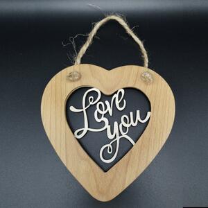 AMADEA Dřevěné srdce s vkladem - Love you, masivní dřevo, velikost 16 cm
