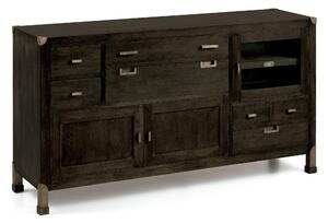 Industriální luxusní příborník z masivu M-Industrial černý 150cm