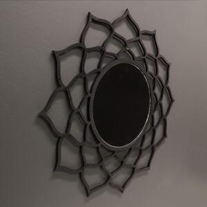 AMADEA Dřevěné zrcadlo ve tvaru mandaly, černá barva, průměr 41 cm