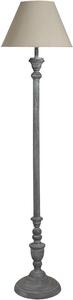 Štýlová vintage sivá vysoká stojaca lampa Ithaka s kužeľovým ľanovým krémovým tienidlom 155 cm
