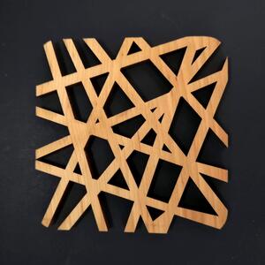 AMADEA Dřevěný podtácek hranatý ve tvaru sítě, masivní dřevo, 9x9 cm 