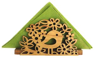 AMADEA Dřevěný stojánek na ubrousky s ptáčkem, masivní dřevo, 12,5x6,5x3,5 cm