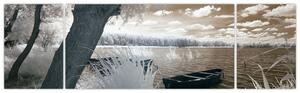 Obraz loďky na jezeře (170x50 cm)