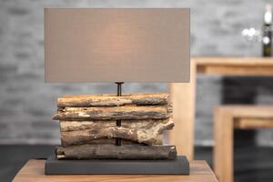Designová stolní lampa z naplaveného dřeva