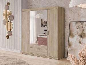 Šatní skříň se zrcadlem Melen 4D, Barva: dub sonoma 5903211452543