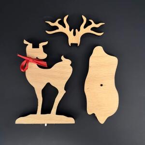AMADEA Dřevěná dekorace jelen, výška 13 cm