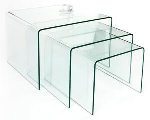 Designový moderní Set 3 skleněných konferenčních stolků Ghost