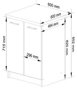 Dolní kuchyňská skříňka Ozara S60 2D (bílá + beton). 1071073
