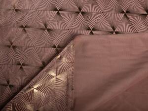 Biante Sametový závěs Isabela IBL-009 Rose Gold trojúhelníky na starorůžovém 135x160 cm