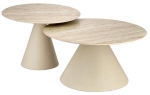 Set dvou béžových keramických konferenčních stolků Bizzotto Hardy 50/60 cm